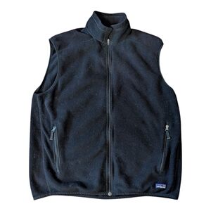 Vintage Patagonia Synchilla Black Fleece Vest W Double Mesh Pocket Bags Men's L*